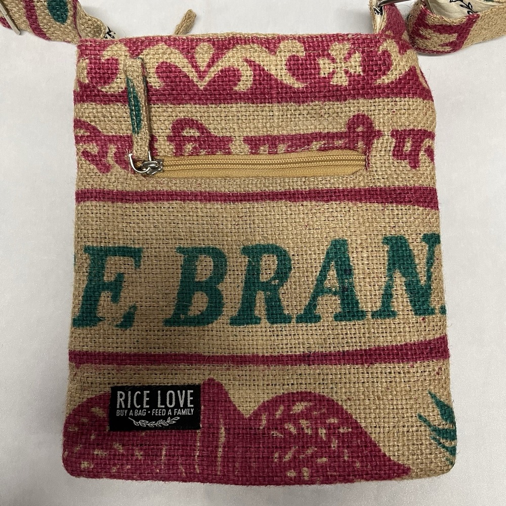 Rice Love Buy A Bag Feed A Family Burlap Handmade Womens Handbag
